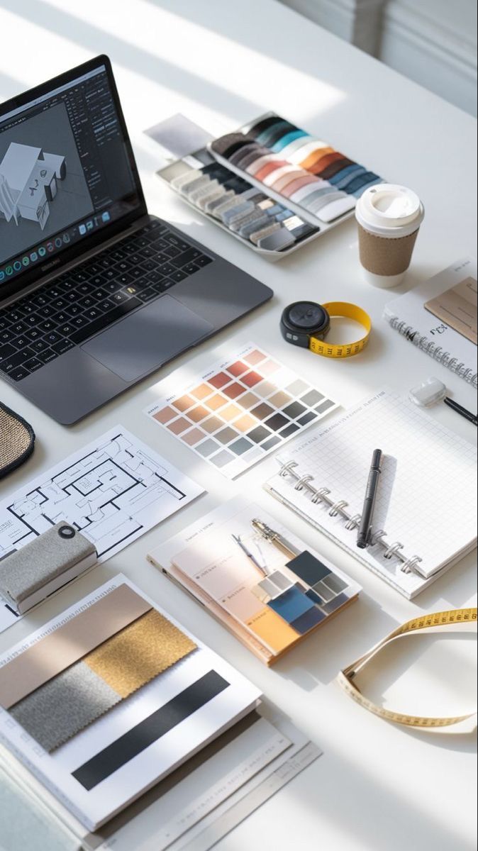 Bureau à domicile avec éclairage ciblé et plantes